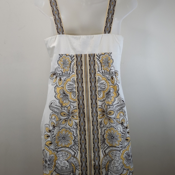 Ann Taylor Loft Cream And Brown Floral  Sleeveless Dress , Size 6p - Picture 3 of 6